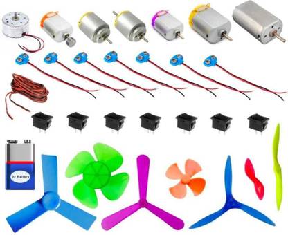 AQBP 7 Different DC Motor, Propeller Switch, Snap connector, wire DIY Science Electronic Components Electronic Hobby Kit