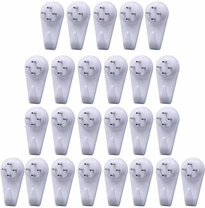Art Street Set of 25 Hooks White 4-Pin Seamless Nail with 2 Spirit Leveler for Photoframe Hook 25