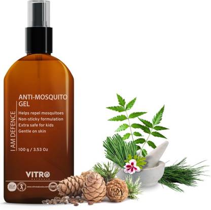 VITRO Mosquito Repellent Gel 100 ml|DEET Free Extra Safe For Kids|Non Sticky Non Toxic