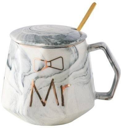 Hujai MR Printed, Cup With Lid & Spoon Best Gift For Men Tea/Coffee Ceramic Coffee Mug