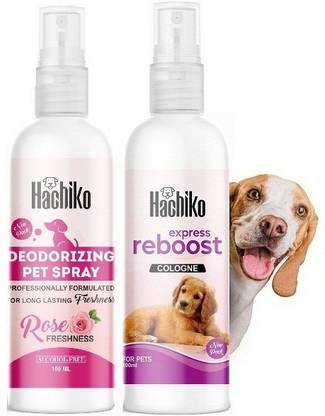 Hachiko (Combo of 2) Dog Deodorizing Body Spray + Reboost Body Spray For All Dog & Cat Natural Cologne