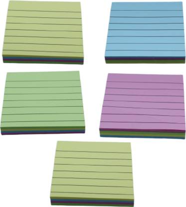 champcool Lined Sticky Pad, Self-Stick repositionable Notes(Size 3 x 3 Inch) 500 Sheets pack of 5 Self-Stick Sticky Note Pad,100 sheet in each (5 colour in each sheet ) 100 Sheets regular, 5 Colors