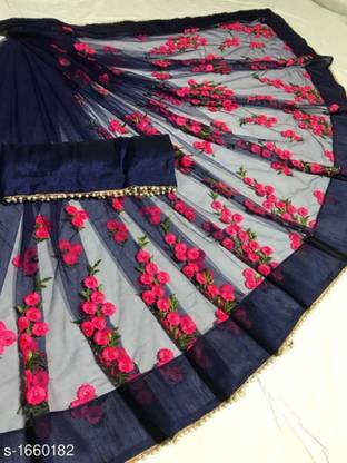 Embroidered Fashion Net Saree