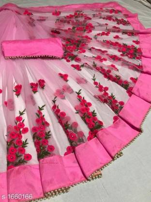 Embroidered Fashion Net Saree
