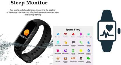 Stybits IP80 | M3 Digital Activity Tracker, Water Proof Bluetppth Black (Pack of 1)