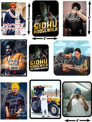 HindK 20.32 cm SIDHU MOOSEWALA Sticker (3 sizes) Pack Of 9 |THE LEGEND SIDHU MOOSEWALA STICKERS Self Adhesive Sticker