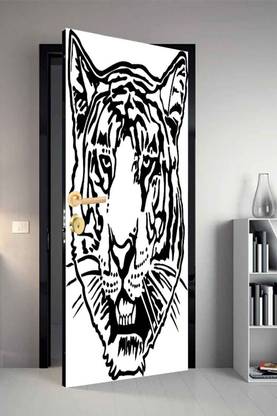 qth 213 cm Line Art Dor-0005 Design Door Sticker Self Adhesive Sticker