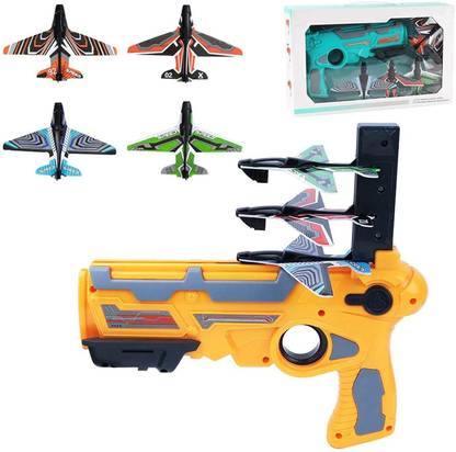 IndusBay Catapult Plane Toy Gun Air Battle Airplane Launcher Toy Gun with 4 Glider Planes Guns & Darts