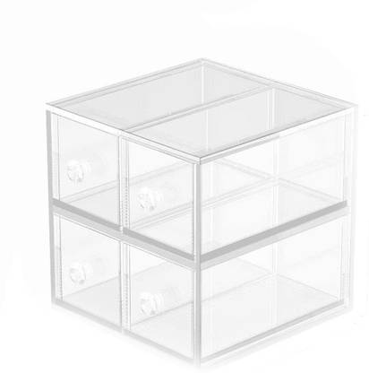 Sharma Plastics PLASTICS Acrylic Drawer Organizer and Storage, Clear Desk Drawer Storage Case Organizer Vanity Box