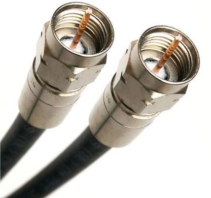 V A Antiques RG-6 Coaxial DTH Cable Wire with F type connector and clips 1 sq/mm Black 40 m Wire