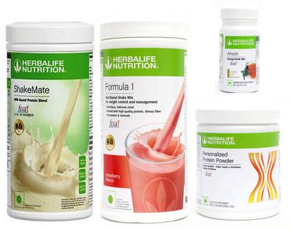 Herbalife Nutrition FORMULA1STRAWBERRY500PROTIEN 200 GAFRESHENERGYDRINK TULSI 50 +SHAKEMATE 500 G Plant-Based Protein
