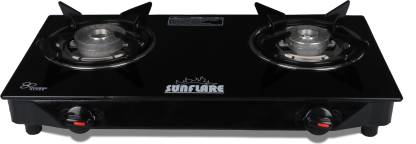 Sunflare Tornado Toughened glass Steel Manual Gas Stove  (2 Burners)