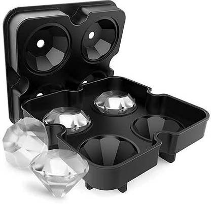KD SAPRA Silicone Spherical 4 Round Ball Ice Cube Tray Maker Mold Funnel (Multi Color) Multicolor Silicone Ice Ball Tray