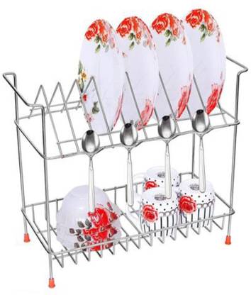 जेनेक्स स्टोर प्लेट किचन स्टैंड किचन बार्टन स्टैंड के साथ स्टील 2 शेफ वॉल किचन रैक स्टील रसोई रैक