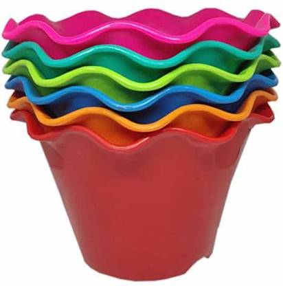 AppEasy Big Floral Shaped Colorful Plastic Planters (Color May Vary) Plant Container Set