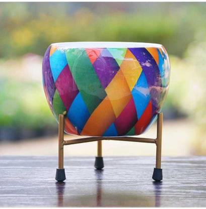 Craft and design Printed Pot With Stand Plant Container Set