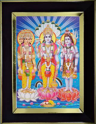 Dwarika Lord Brahma Vishnu Mahesh Religious Frame