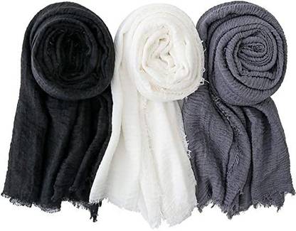 Icw Self Design Cotton Blend Women Fancy Scarf, Scarf, Stole