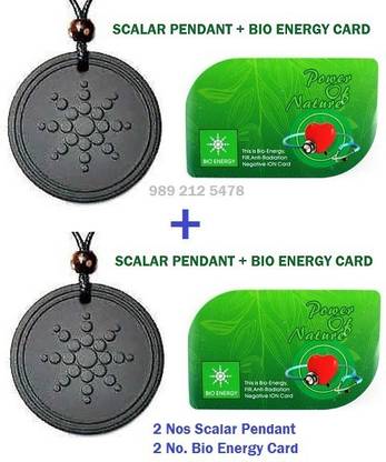 Scalar 2 Nos. Scalar Energy Pendent + 2 Nos. Bio Energy Card Combo Quantum Pendant Stone