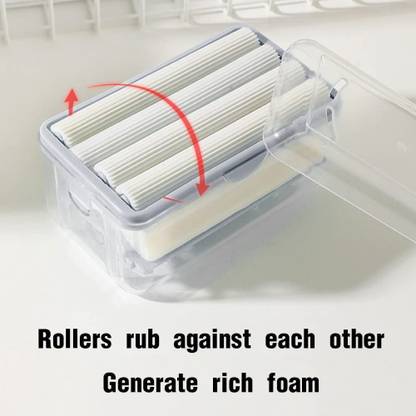 Porquepine Soap Cleaning Storage Foaming Box with Bubbler, Foam Soap Dispenser with Roller