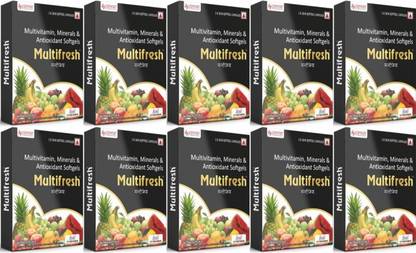 smart laboratories -Multifresh, Multivitamin- Multiminerals 10 Softgel Capsules (Pack of 10)