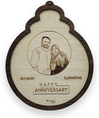 Picloon Photo Engraved Wooden Hanging Frame, Customized (10 x 8 Inches)