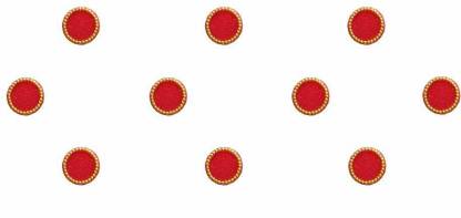 Comet Busters Round Red Handcrafted Bindi With Golden Beads Border For Women (8 mm) (BV052) Forehead Red Bindis