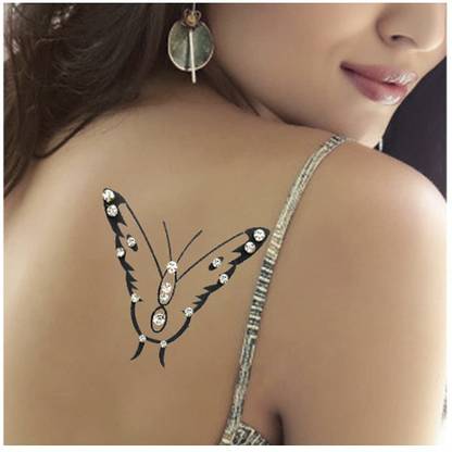 Comet Busters Black Butterfly Temporary Body Tattoo Skin Jewellery Sticker Forehead Black Bindis