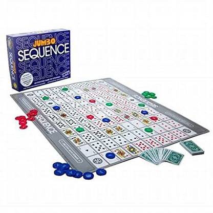 Prescent SEQUENCE Game Box Edition with Cushioned Mat, Cards and Chips. Strategy & War Board Game