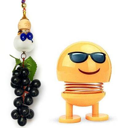 Meeko.com black Grapes with Spring Emoji 2d Car Hanging Ornament