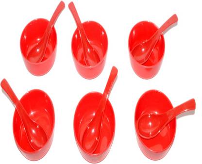 Sanvi Enterprises Pack of 12 Melamin Sanvi Quality Round Soup Bowl with Spoon Pack of 12 Dinner Set
