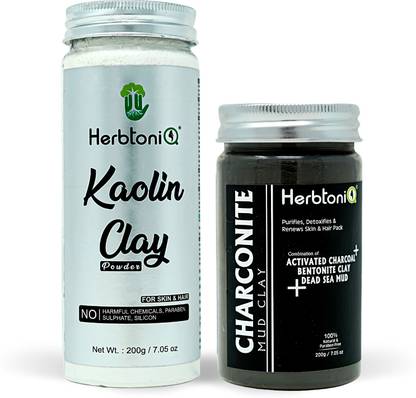 HerbtoniQ Organic Kaolin Clay Powder And Charconite Mud Clay For Face Pack & Hair Pack