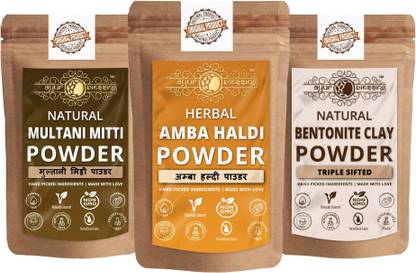 Ayur Blessing Amba Haldi, Multani Mitti and Bentonite Clay Powder, Skin Care Combo