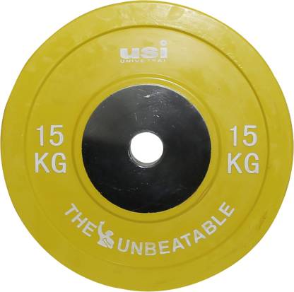 usi Bumper Plates, Weight Plates, 15Kg BPHC 51mm Bumper Weight Plates (With Hub) Yellow Weight Plate