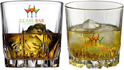 GLASSBAR (Pack of 2) whisky glass set of 2 royal stag whisky glass 300ml diamond glass Glass Whisky Glass