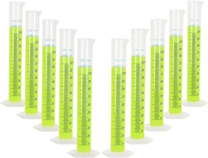 Spylx 2-Sided Measuring Lines Science Measuring Test Tube Flask 100ml, 10 Pack Plastic Graduated Cylinder