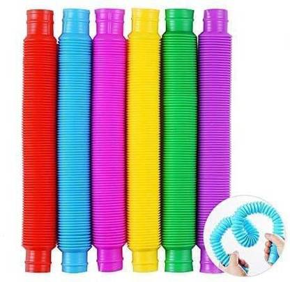 Remang 6pcs Pop Tubes Sensory Toys Fidget Pop Toys Pipe Sensory Tools Motor Skills