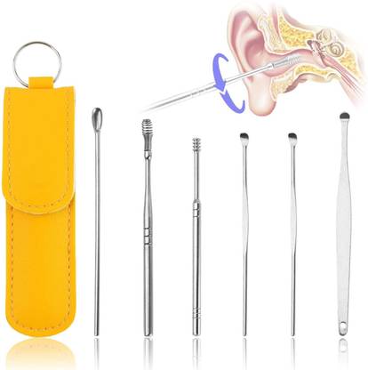 Taxila 6 pcs Ear Cleaner Set | Ear Wax Remover Electric Ear Cleaner PU Leather Pouch Electric Ear Cleaner