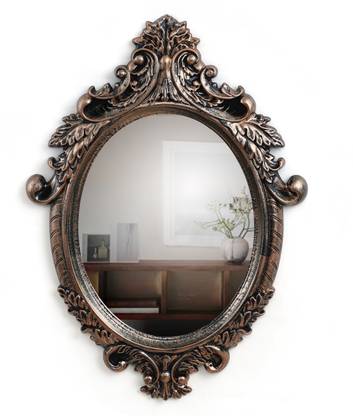 ABOUT SPACE Antique -Ornate Elliptical Design, Compressed Wooden Vintage Antique Wall Mount Decorative Mirror