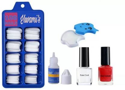 Yuvami's Artificial Nails & 1 Nail Glue With 1 Nailpolish Wipe & 2 Nailpolish