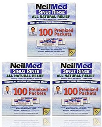 neilmed Sinus Rinse 100 Salt Premixed Packets for Allergies & Sinus (Pack of 3) Manual Nasal Aspirator