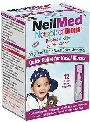 neilmed Naspira Drops - Easy twist-off 12ct Ampoules, (Packaging May Vary) Manual Nasal Aspirator
