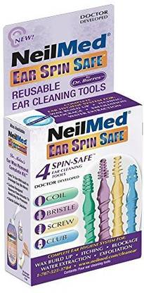 neilmed Ear Spin Safe - 4 Spin-Safe Reusable Ear Cleaning Tools Manual Nasal Aspirator