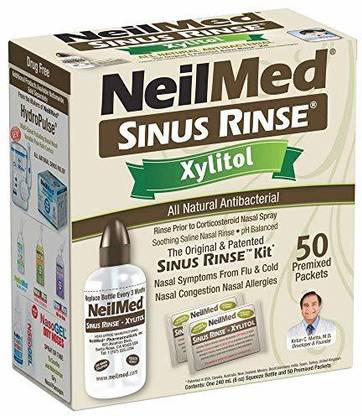 neilmed Sinus Rinse Kit with Xylitol, 50 Count (Pack of 1) Manual Nasal Aspirator