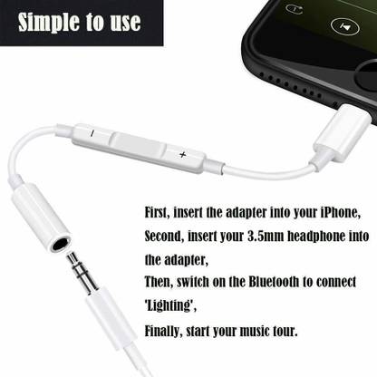 ENMORA White Lightning To Headphone Jack Adapter Model Mh020 (Android, iOS) Y41 Phone Converter