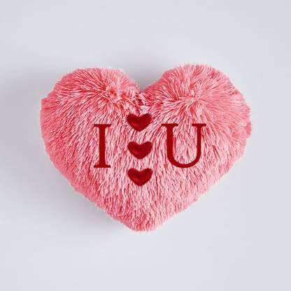 PICKKART Heart Shaped Love Throw Pillow with Insert Soft Faux Rabbit Fur Cushion for Kids' Friends/ Girl/ Valentine's Day (37 X 37 cm, Pink) - 37 cm