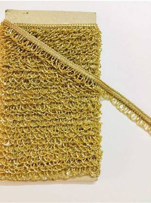 APSARA FASHION 9 Meter Golden Lace Lace Saree Falls