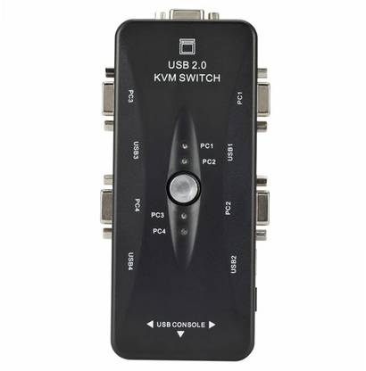 dhruvga USB 2.0 KVM Switcher 4 Port HUB VGA Switch Box Adapter Connector (DHV-SWT-0083) Media Streaming Device