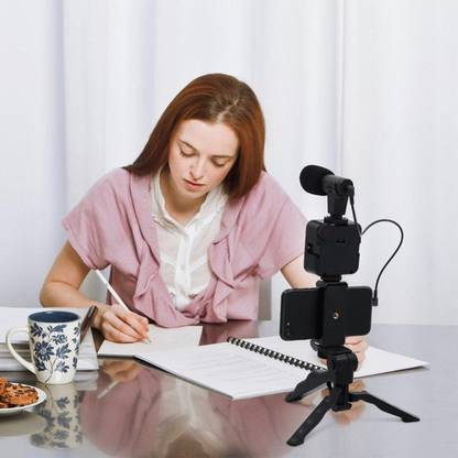 ZOKMOB Mobile Vlogging Kit with Microphone Tripod Stand and LED Light Vlogging Mobile Tripod Kit, Tripod Bracket, Tripod, Monopod, Monopod Kit