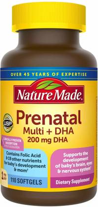 Nature Made Prenatal Multivitamin with 200 mg DHA, Multivitamin to Support Health,Brown